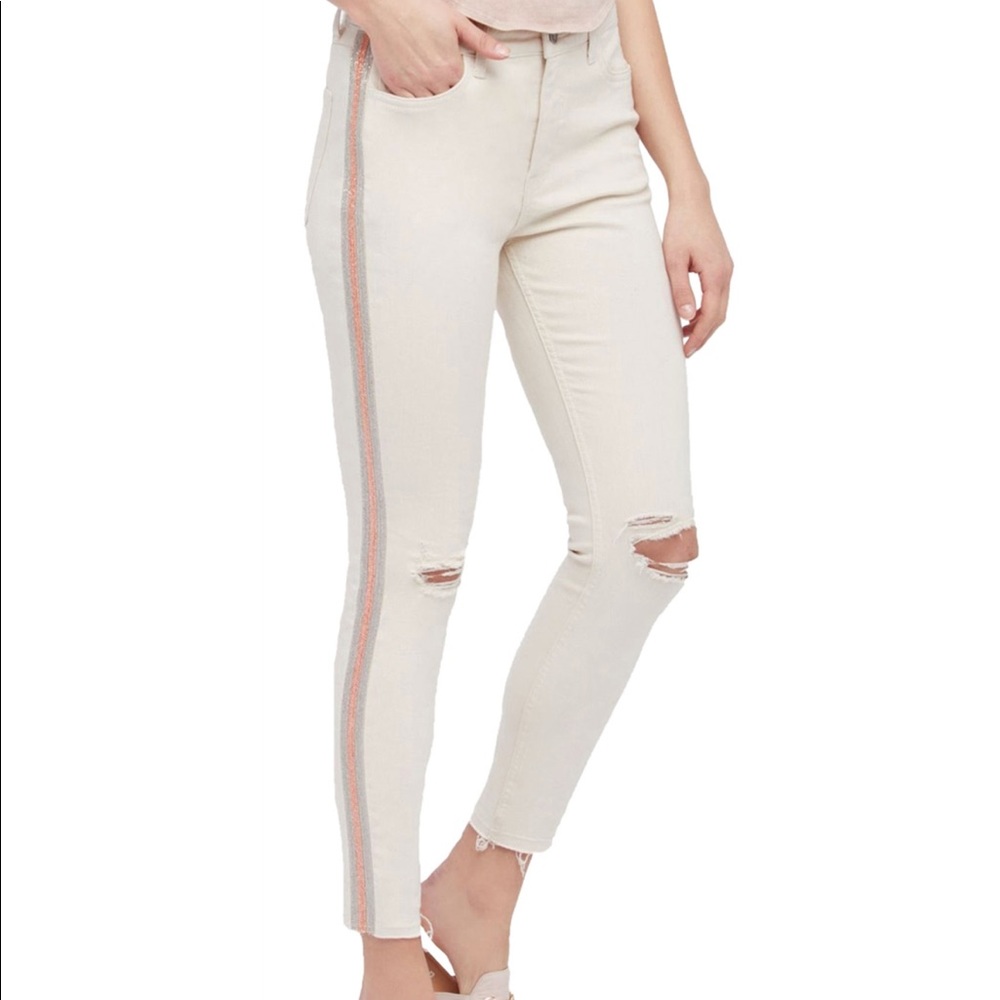 Free People Womens Glittery Skinny Fit Jeans Sz